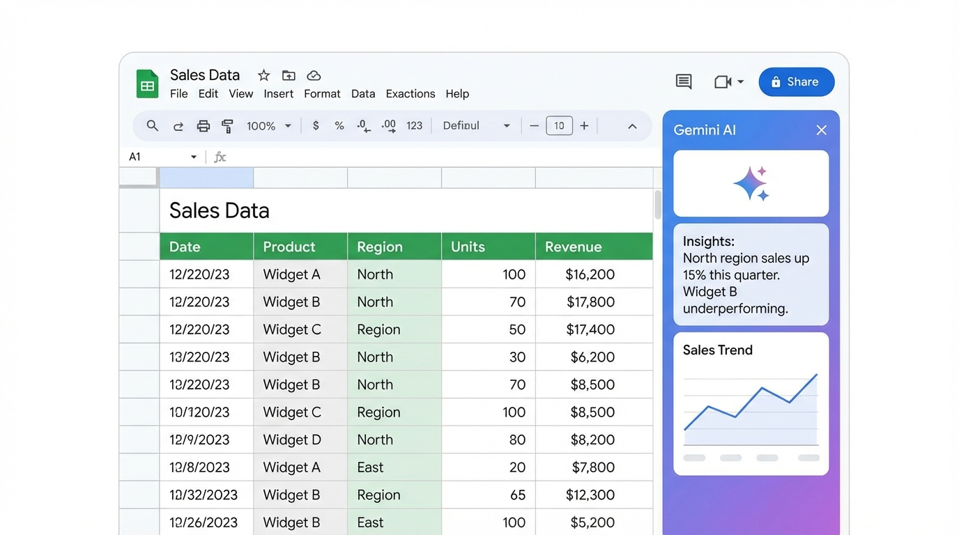 Gemini 在 Google Sheets 側邊欄直接分析數據